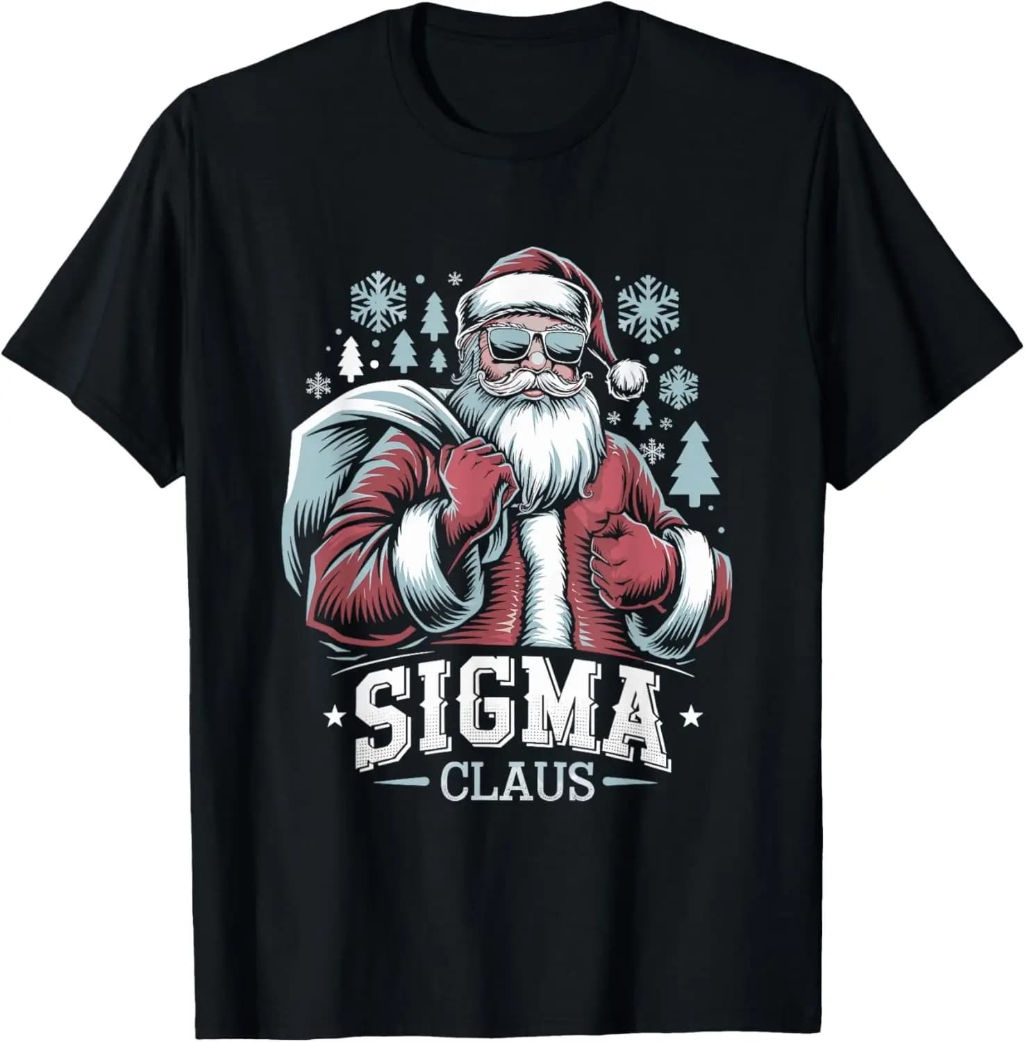 Sigma Claus Cool Santa Funny Christmas Rizz Rizzler Meme T-Shirt High Quality Cotton Regular T Shirt for Men Funny Tshits Style