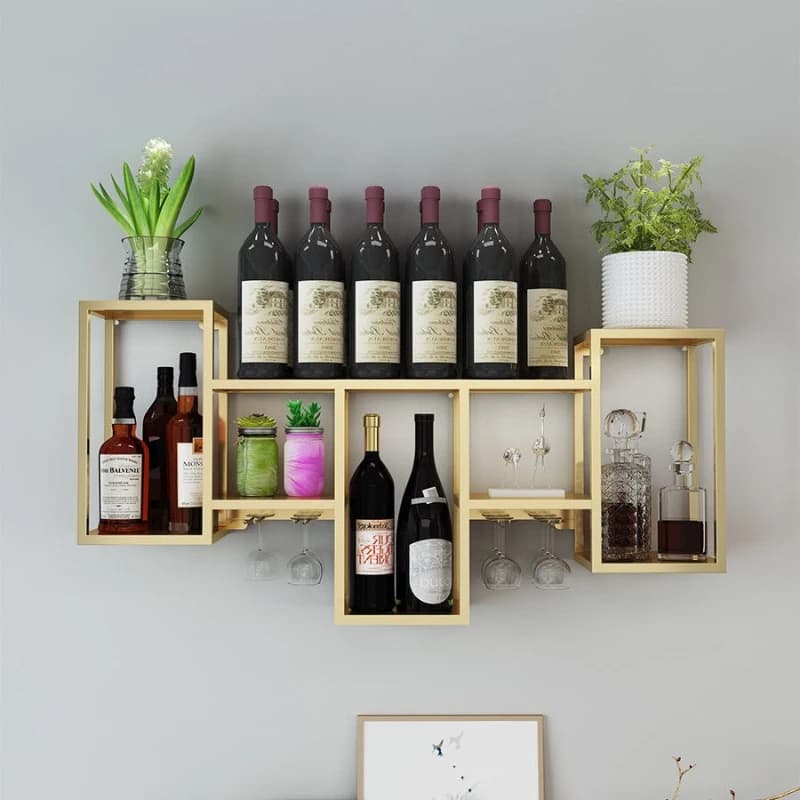 Wrought iron wall-mounted restaurant wall-mounted wine rack cabinet creative decoration household rack