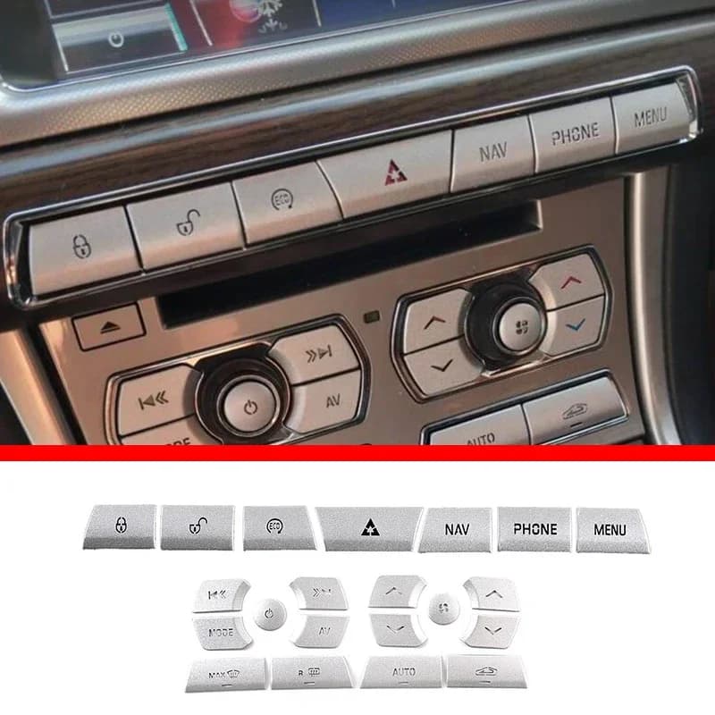 For Jaguar XF 2012-2015 stainless steel silver car central control air conditioner multimedia button stickers Car accessories