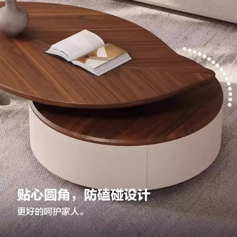 #qLight Luxury Small Apartment Household Coffee Table Minimalist Household Storage Italian Modern Simple Solid Wood Coffee Table