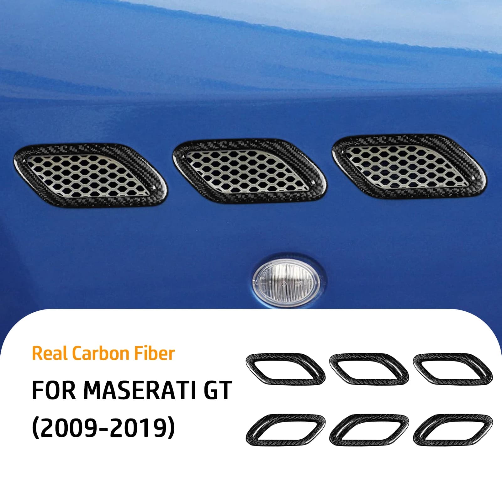 Carbon Fiber Side Fender Vent Component For  Maserati GT 09-19 (6pcs)