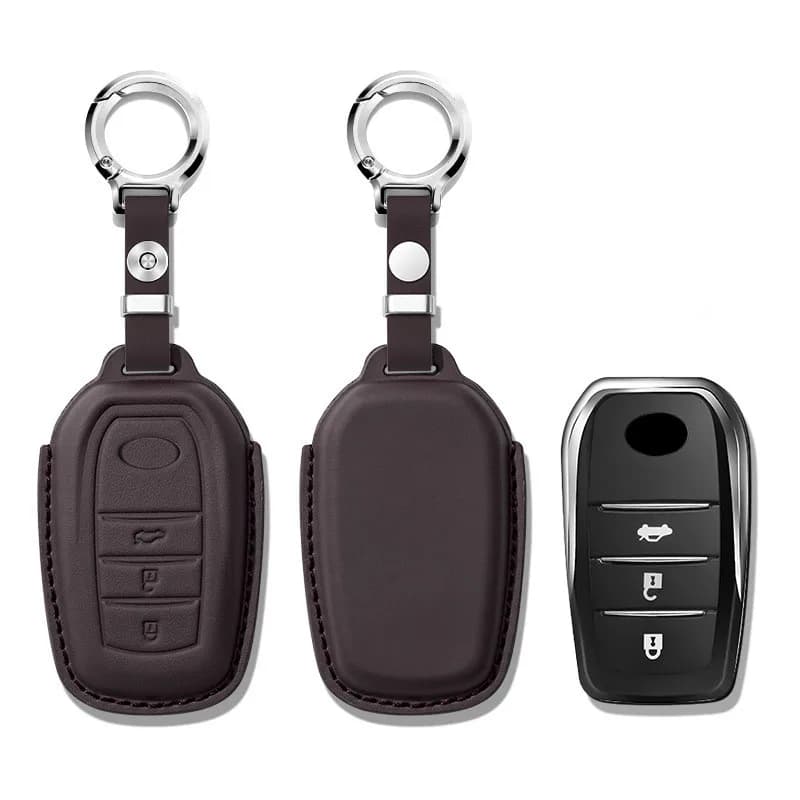 Leather Car Remote Key Case Cover Shell For Toyota Chr Rav4 Auris Avensis Prius Aygo Camry Corolla Land Cruiser 200 Prado Crown