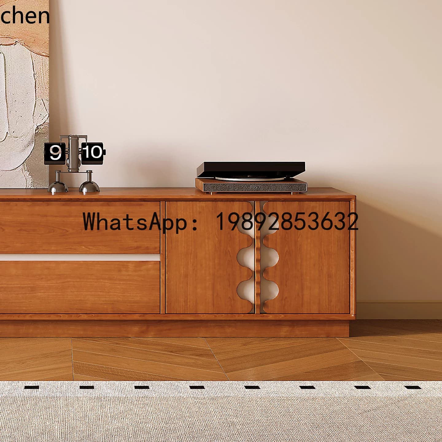 GZ solid wood TV cabinet living room home floor cabinet retro furniture combination
