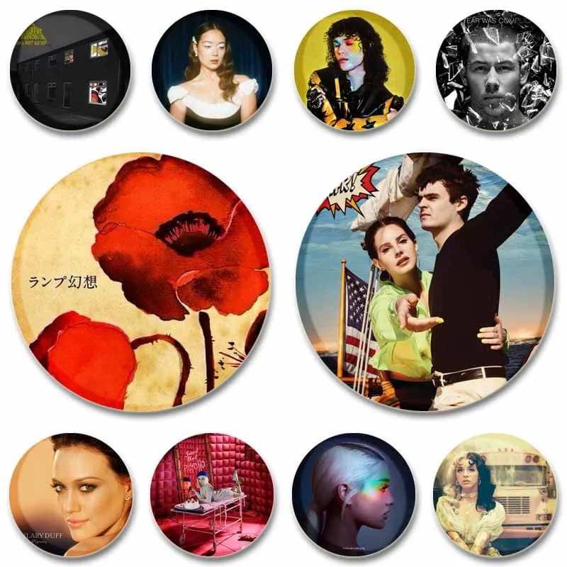 Music Album Cover Enamel Pins Pop Star Round Brooch Hip Hop Singer Badge Set for Backpack Jacket Hat Decorative Props Fans Gifts