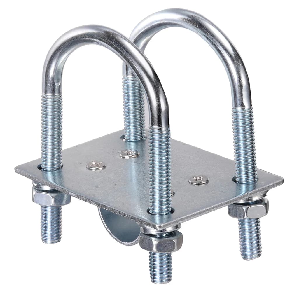 Silver Galvanized Iron Mast Clamp Bracket U-Bolt Mount For For LoRa Helium Hotspot Miner Pole 25-50mm