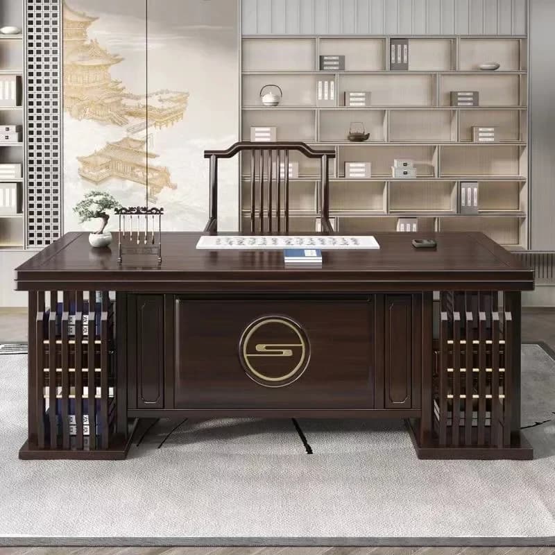 New Chinese solid wood desk and chair combination high-end writing desk desk computer table household calligraphy painting boss