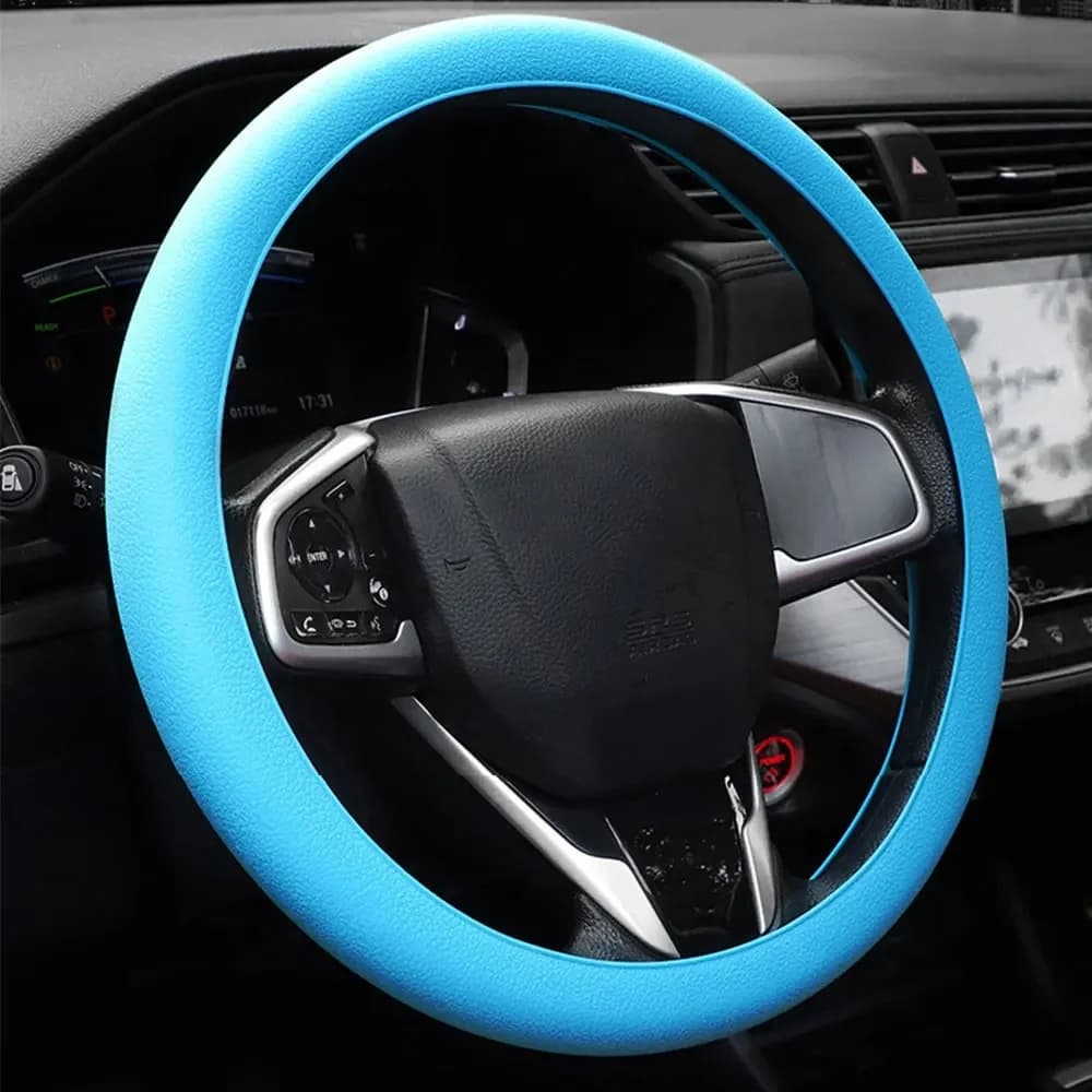 38cm Elastic Silicone Car Steering Wheel Cover Anti Slip Breathable Universal Steering Protective Sleeve Interior Parts