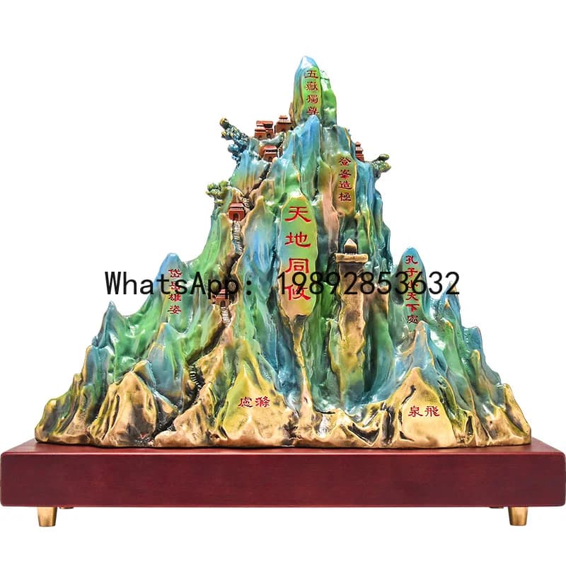 XL Gourd King Brass Five Mountains Sole Lord Taishan Ornament Stable as Mount Tai Great Backer Living Room Decoration