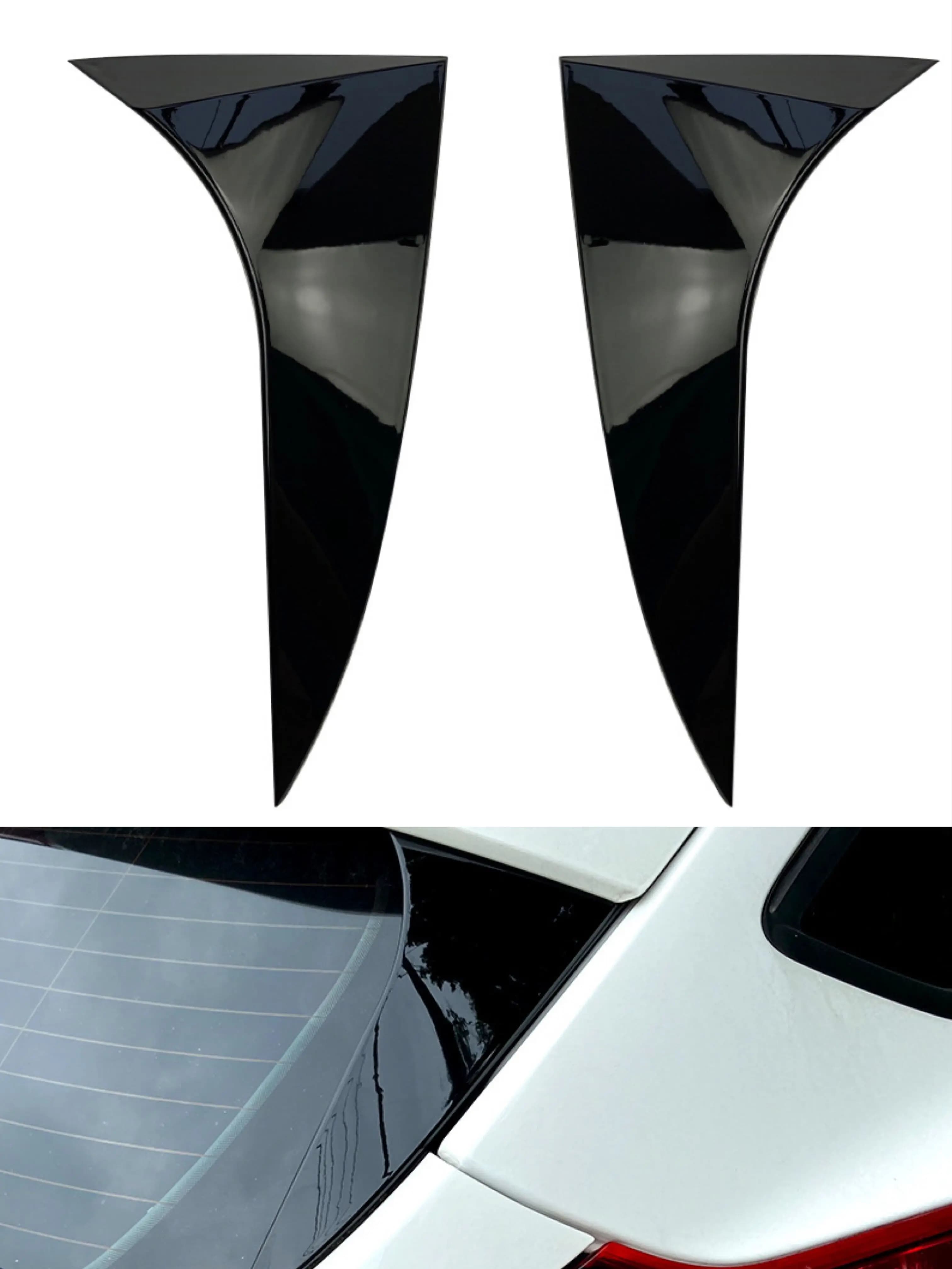 Fit For Ford Focus Hatchback Rear Window Spoiler Side Wing Decoration Cover Trim  2015 2016 2017 2018 Glossy Black ABS