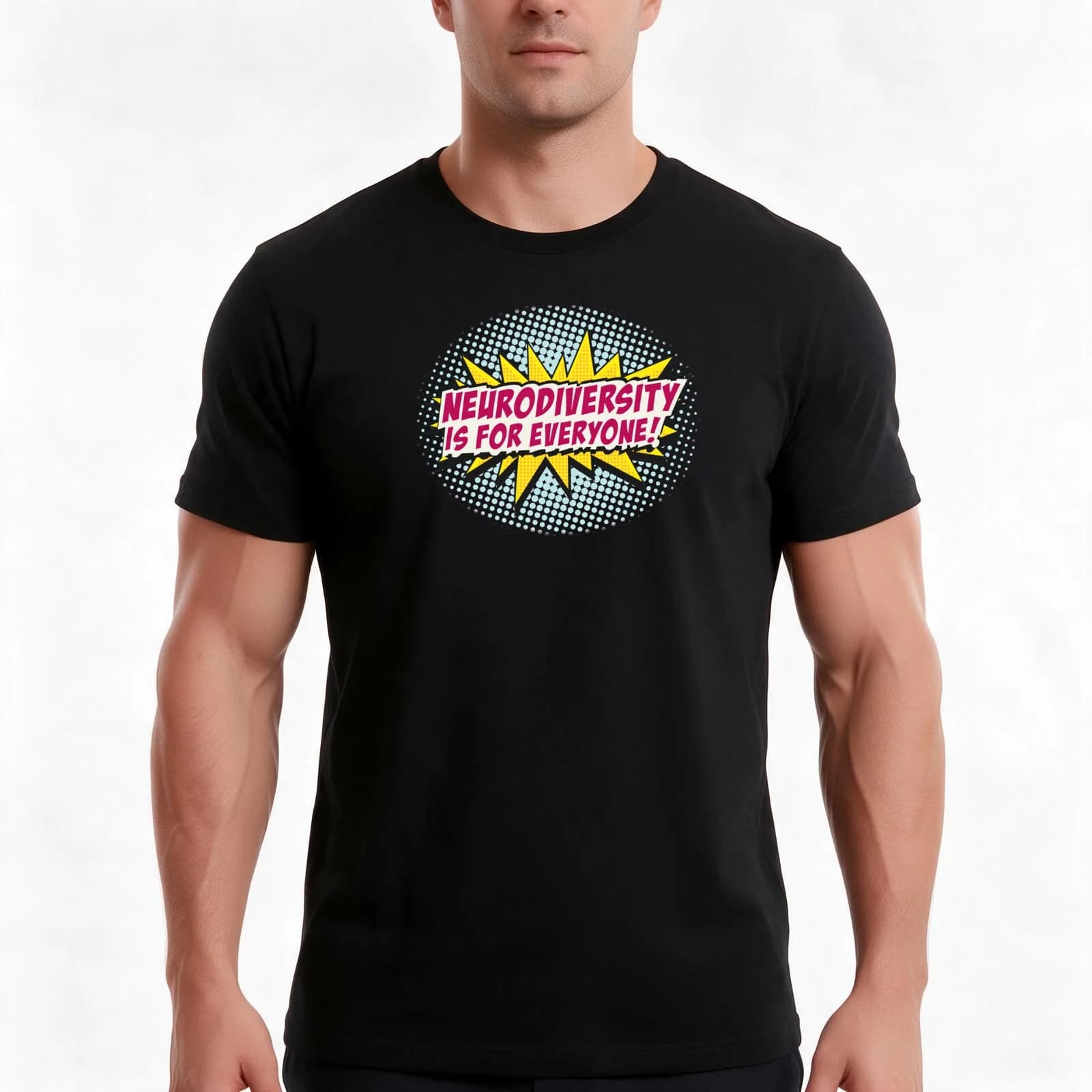 Neurodiversity POW! T-Shirt, Summer Casual Cotton Tee, Oversized Streetwear Tops, Vintage Graphic Print, Loose Fit Short Sleeve