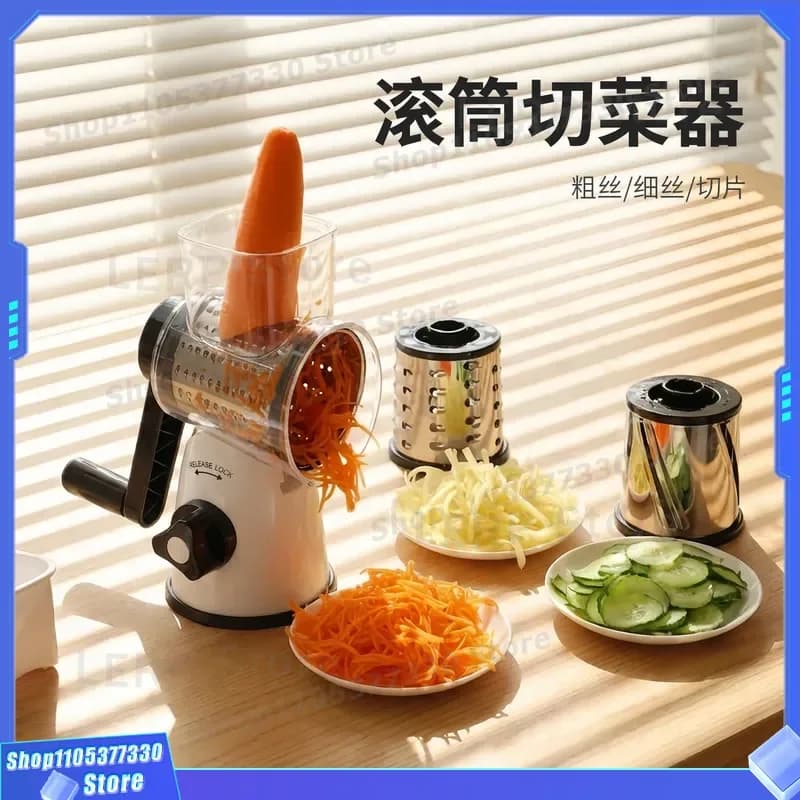 Multifunctional Vegetable Cutter Hand Roller Slicer with Safety Guard for Kitchen Home Cooking Tool Efficient Food Chopper