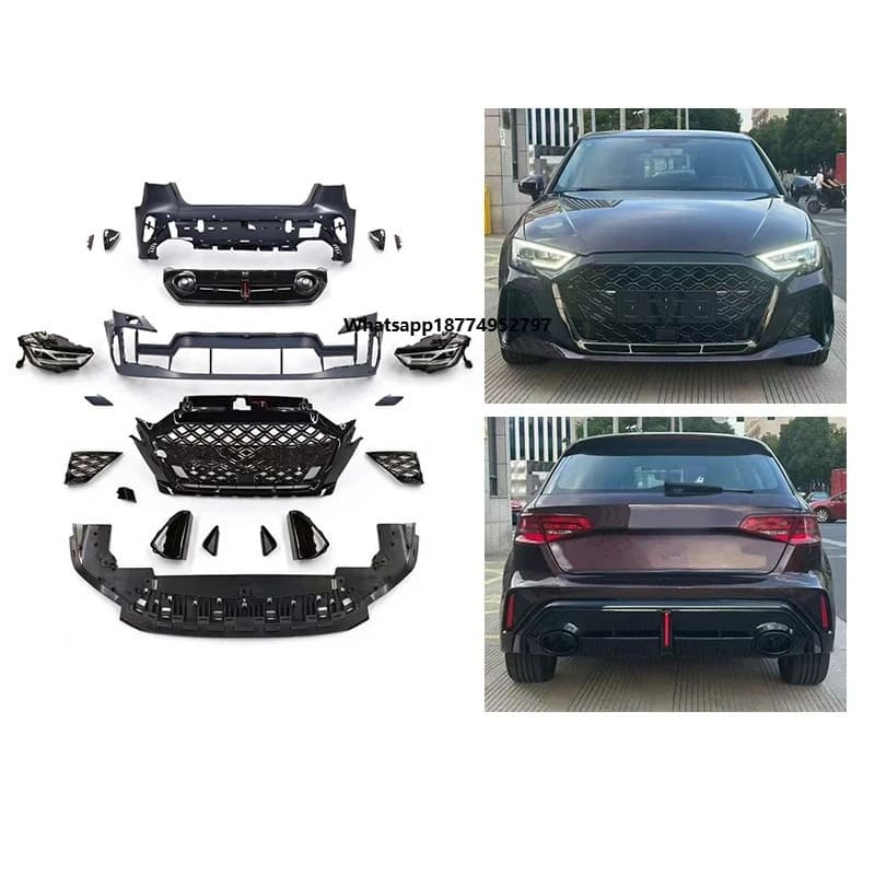 2014-2016 Car Modification Upgrade 2025 Front/Rear Bumpers & Rear Lip Mudguard Body Kit for  A3-Bolt-On 1 Year Warranty