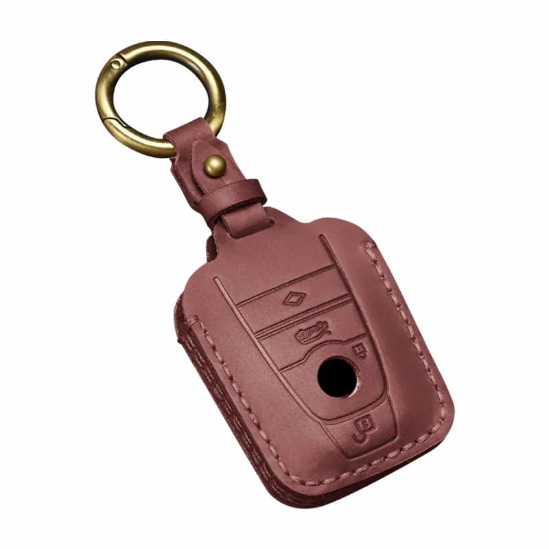 Genuine Leather Car Key Case Cover Shell Protector Fob Holder for BMW I3 I8 New Energy EV Accessories Keybag Keychain
