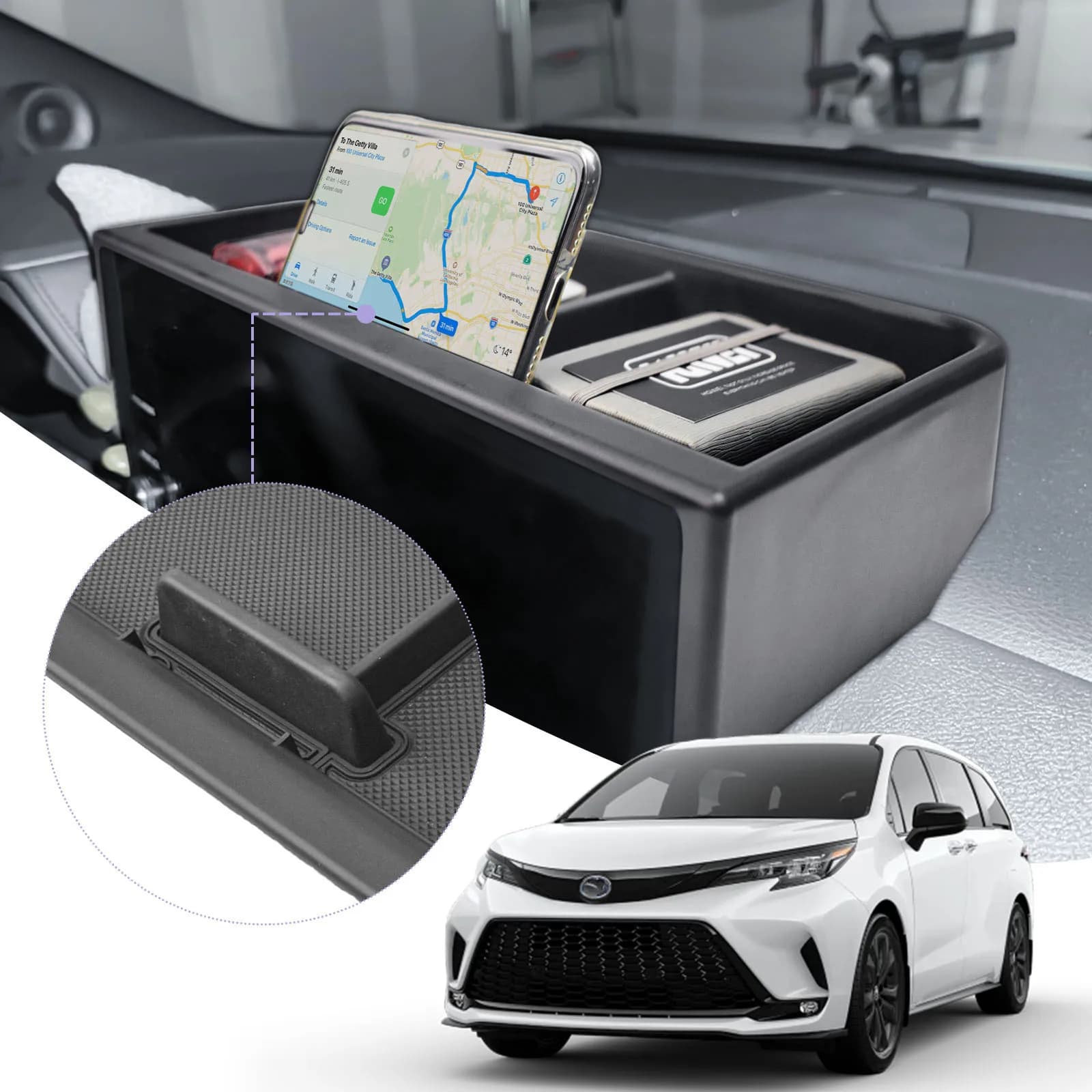 Center Console Dashboard Storage Organizer Tray For Toyota Sienna 2025 XLE/XSE/Limited/Platinum Behind Screen Storage Car Box