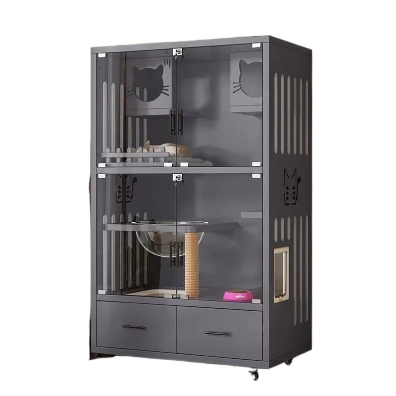 Cat villa, solid wood cat cage, house home interior, luxury multi-layer, nest large free space