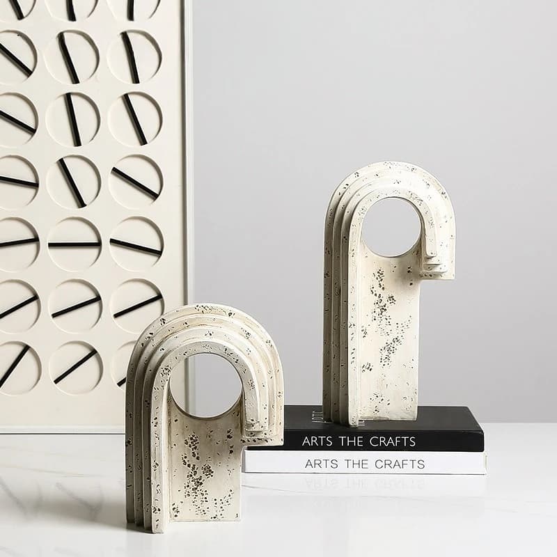 Wabi-sabi retro wind tunnel stone pattern arch round hole resin ornament,  new and peculiar decorative crafts