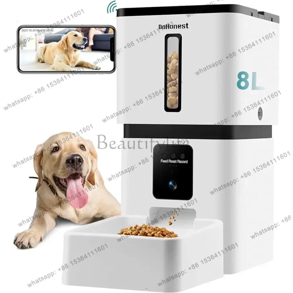 DoHonest Automatic Dog Feeder with Camera: 5G WiFi Easy Setup 8L Motion Detection Smart