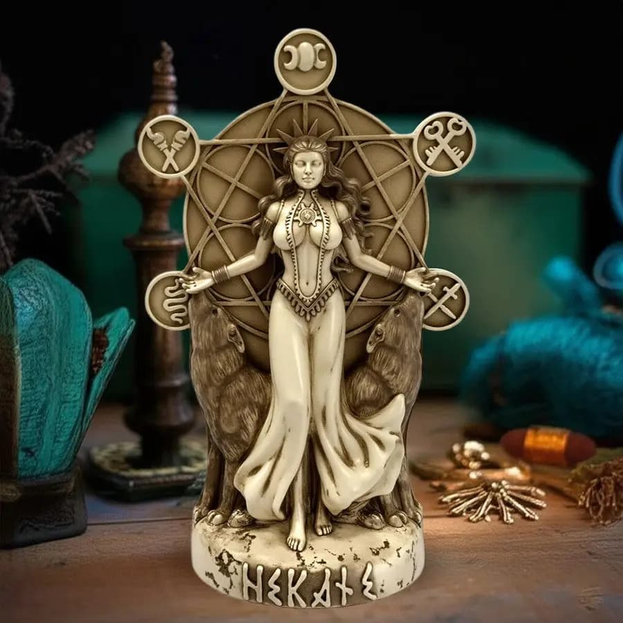 Hecate Goddess Statue Resin Ornament Greek Mythology Night Witch Witchy Decor Living Room Desktop Resin Craft Vintage Room Decor