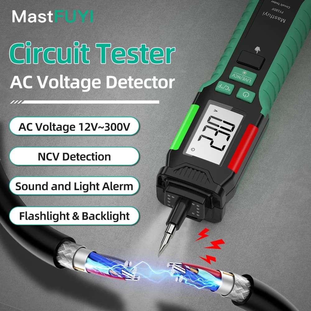 MASTFUYI Digital AC Voltage Detector NCV Tester Electrical Test Pen Smart Breakpoint Finder Live/Neutral Wire Identification
