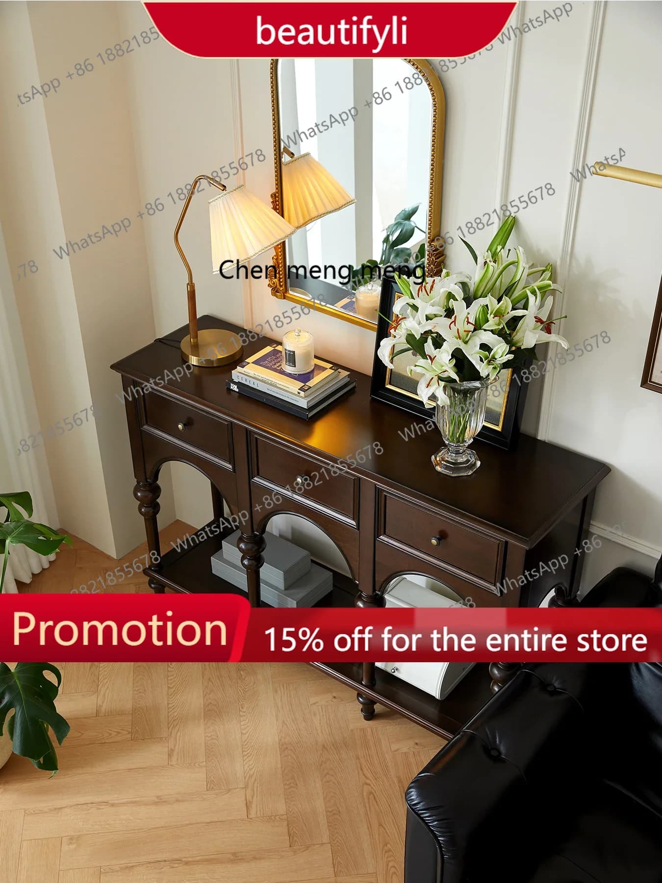 Q181 Home entrance cabinet American aisle cabinet retro living room storage  decoration household side cabinet