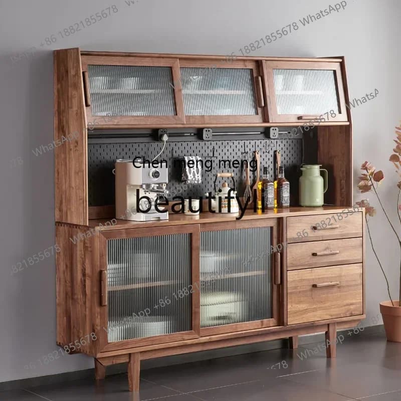 32North American black walnut solid wood dining side cabinet cherry wood multi-functional storage cabinet