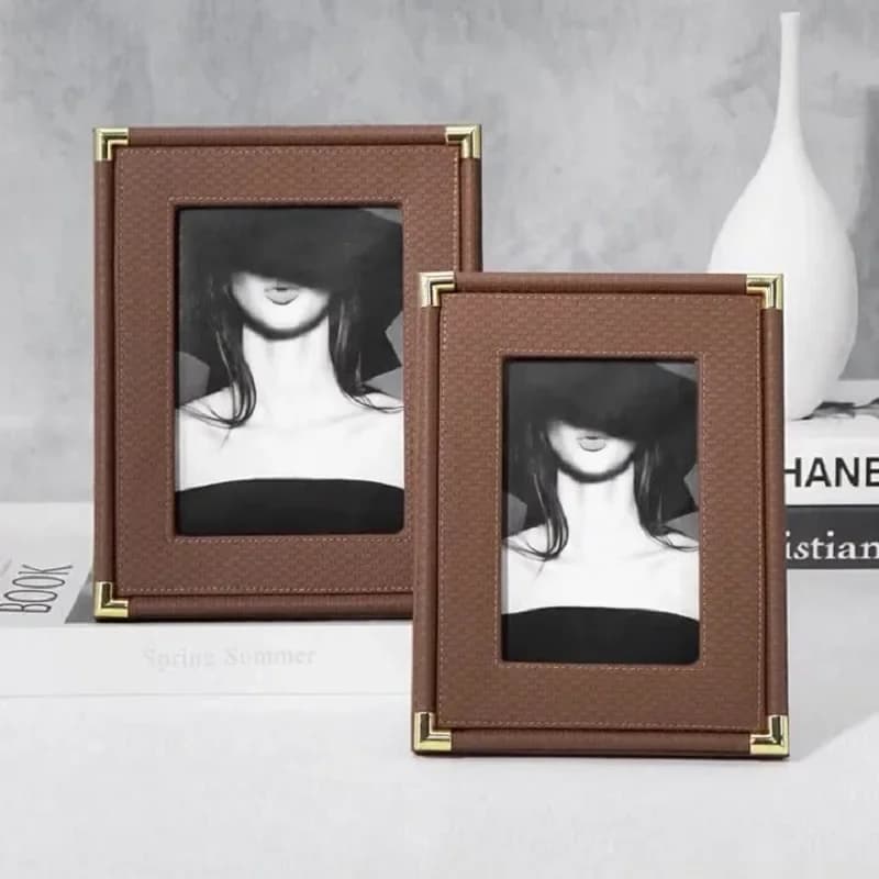 Minimalist Creative Leather Picture Frame 6 Inch & 7 Inch Desktop Photo Frame for Home Decor Stylish Tabletop Display
