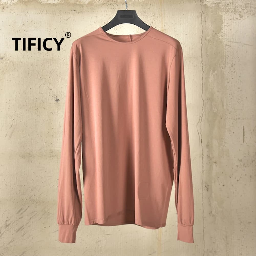 High Street Tees T Shirts Tops RO2025 New Men's Long Sleeved T-shirt Round Neck Base Shirt Slim Fit and Versatile Casual Top