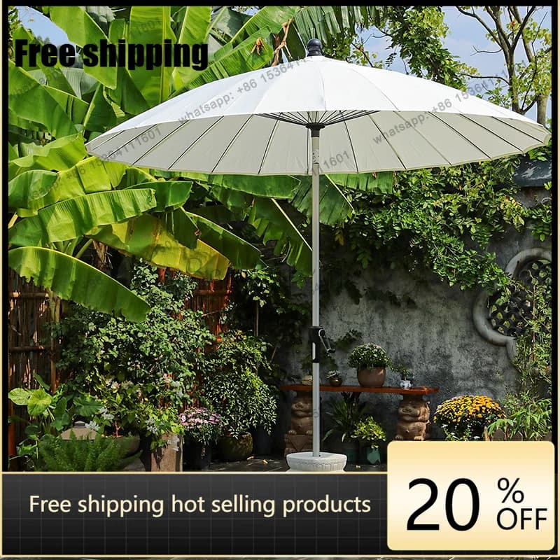 Factory Direct Garden Parasol New Chinese Penthouse Outdoor Rain And Sunshine Round White Sun Umbrella