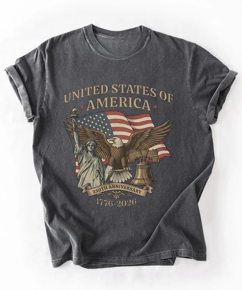 Anniversary Shirt Vintage Independence Day  Happy Birthday Unisex T-shirt Regular Short Sleeve All-match