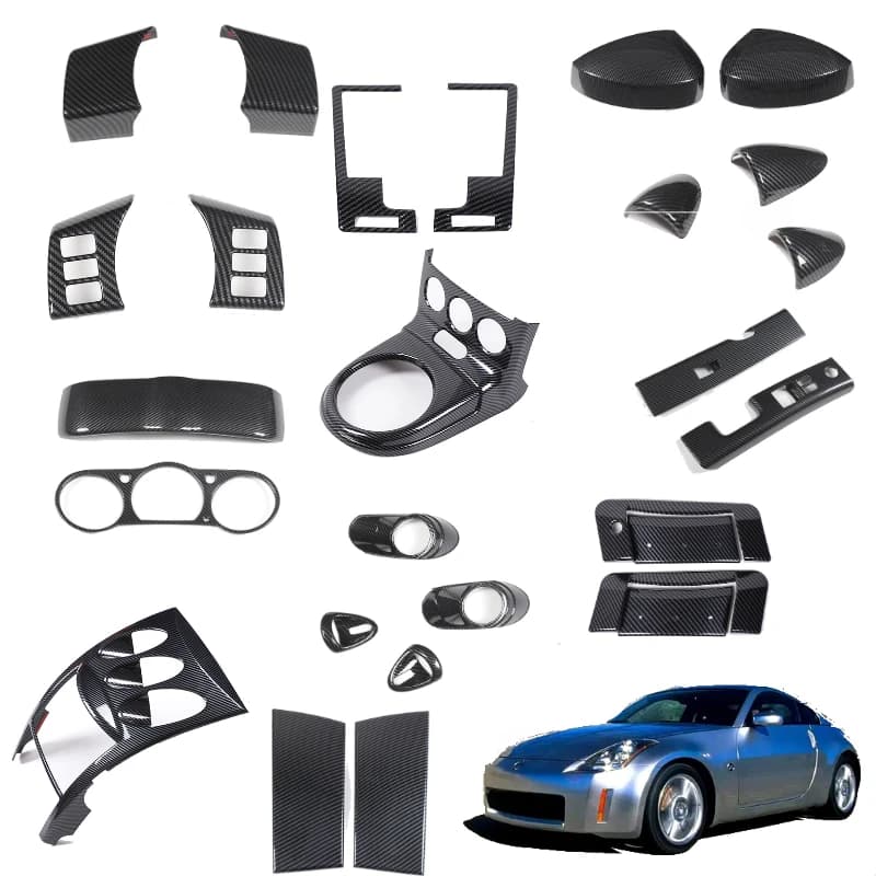 For Nissan 350Z Z33 03-06 Control Panel center air outlet cover car door Carbon Fiber Mirror Cover Sticker interior  Accessories