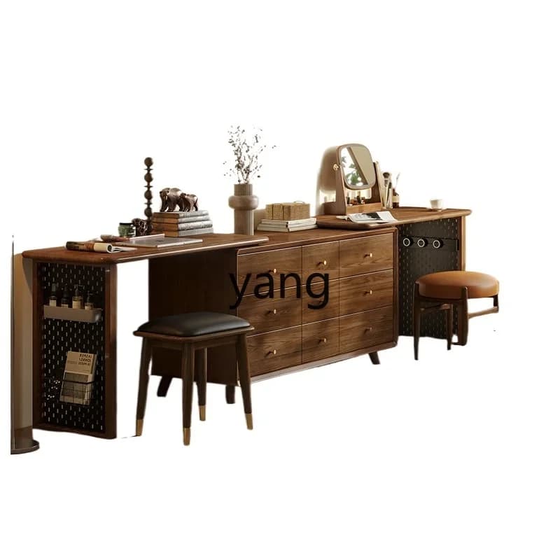 LHH solid wood dresser bedroom small apartment chest integrated ash wood with storage makeup table