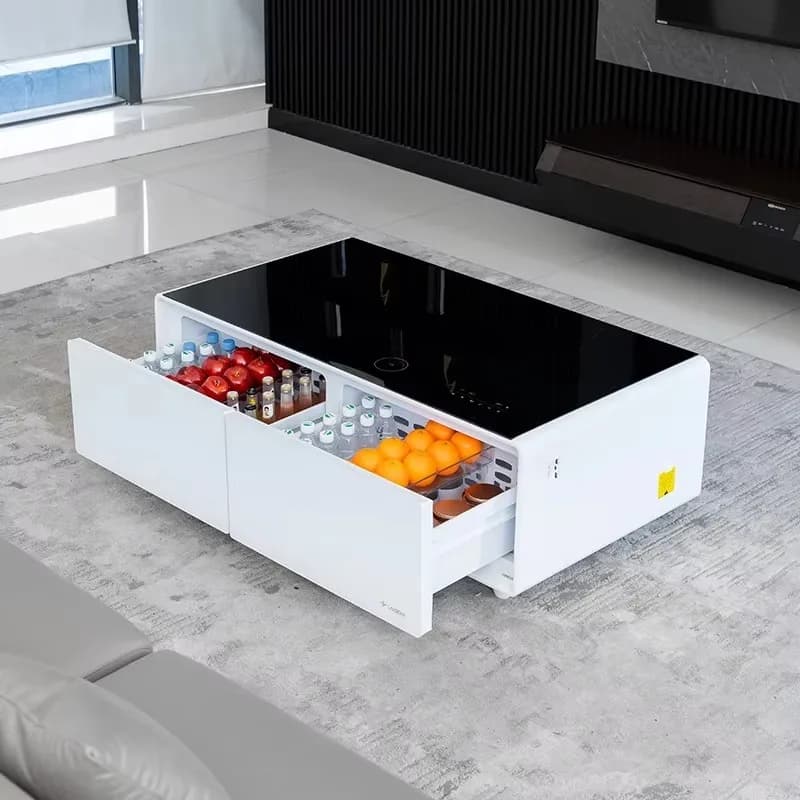 Living Room  Furniture Refrigerator with 2 Refrigerated Drawers Coffee Table