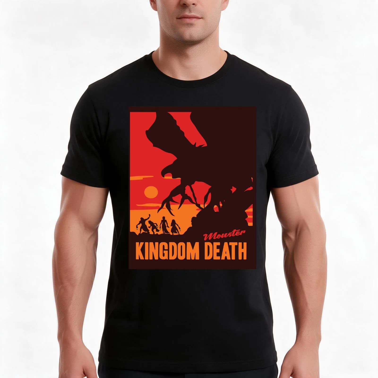 Kingdom Death T-Shirt, Summer Casual Cotton Tee, Oversized Streetwear Tops, Vintage Graphic Print, Loose Fit Short Sleeve