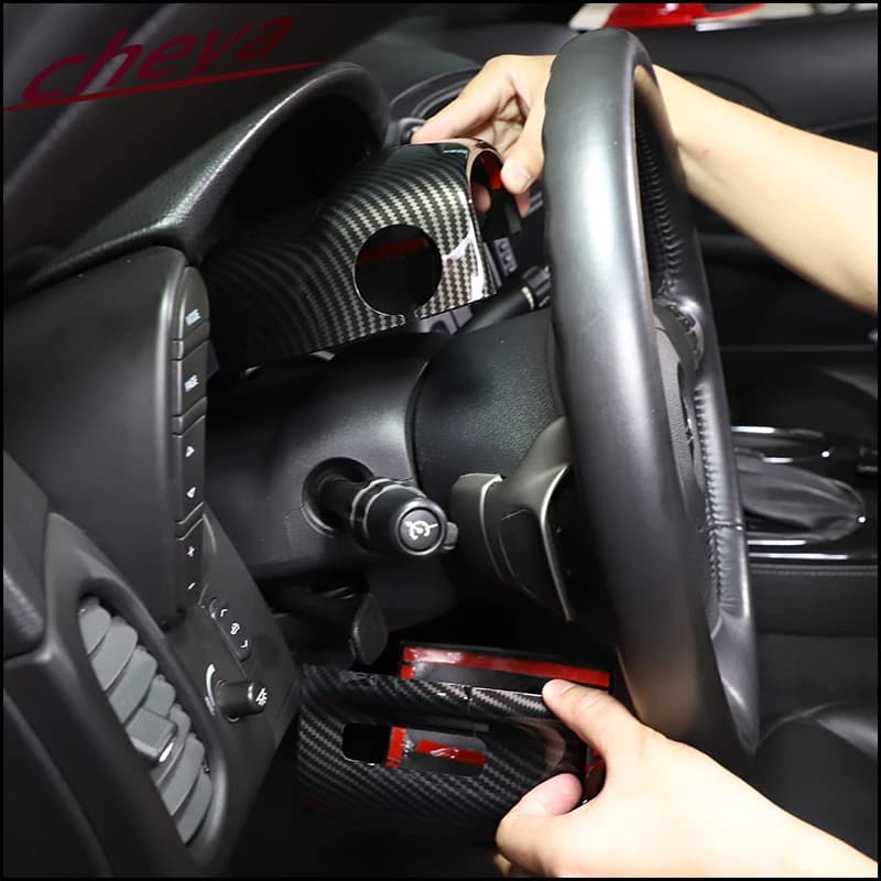 For Chevrolet Corvette C6 ZR1 Z06 2005-2013 ABS Plastic Steering Wheel Steering Column Base Cover Decorative Sticker Accessories