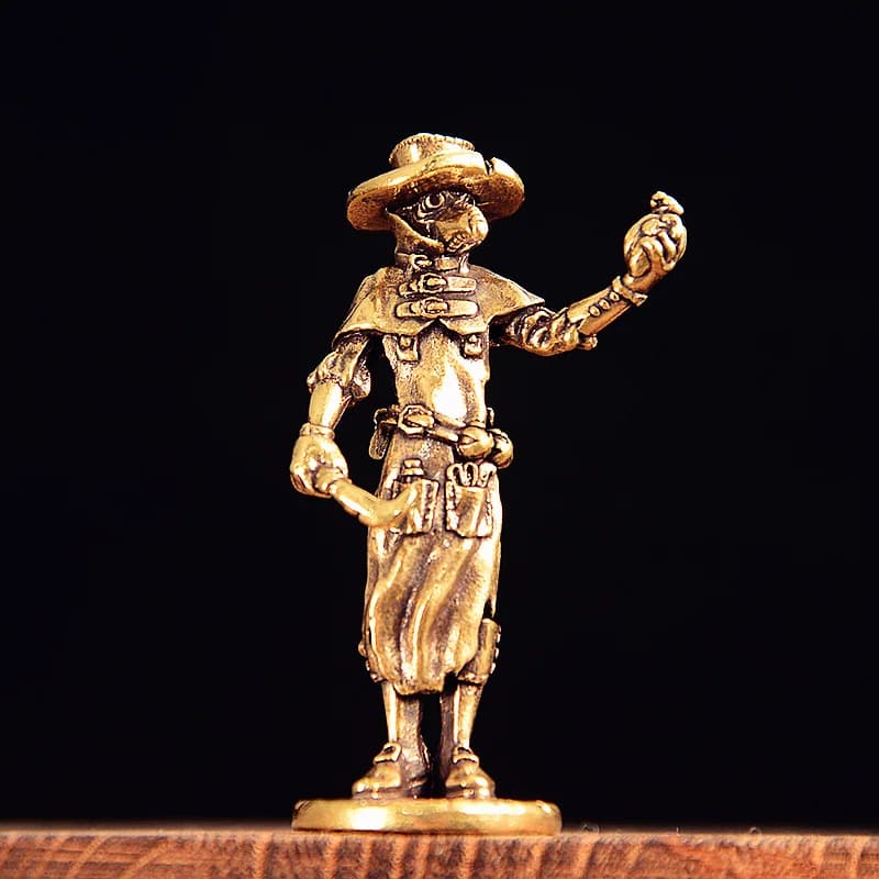 Bronze Cowboy Solid Desktop Tea Pet Decoration Creative Home Figure Model Artcraft Office Decorations