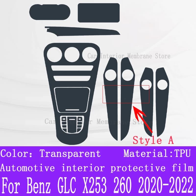 For Mercedes-Benz Classe GLC W205 X253 2021 Gearbox Panel Navigation Automotive Interior Screen Protective Film TPU Anti-Scratch