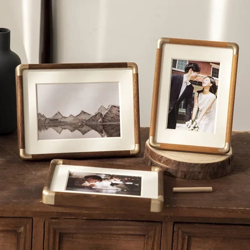 Walnut Wood Photo Frame 6x7 Inch Solid Wood Picture Frame and A4 Wall and Table Display Home Decor Family Photo Frame Wall