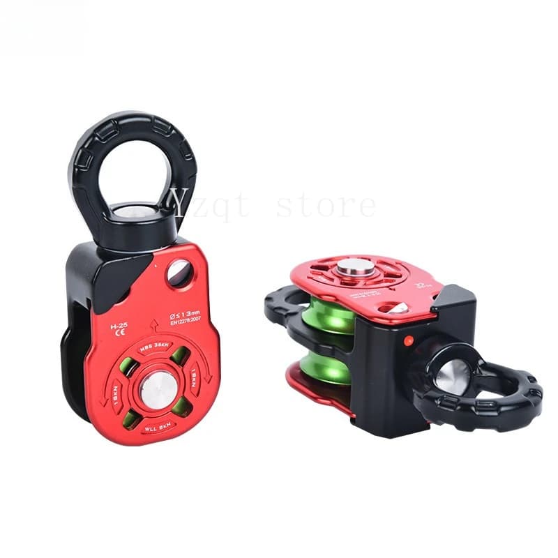 Outdoor universal single and double pulley rope anti-knot side plate  mountaineering rock climbing rotating ring fixed equipment