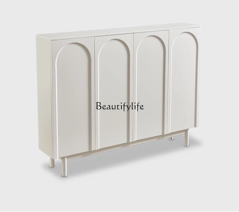 X4 Cream Wind Household Door Solid Wood Large Capacity Door Integrated Entry Cabinet