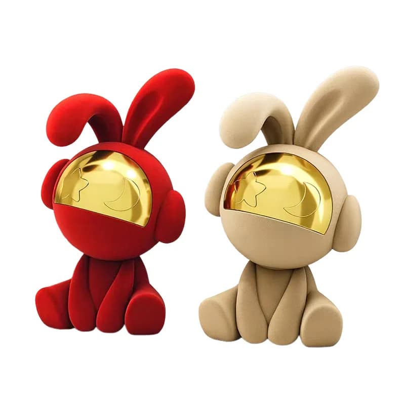 Dumb Rabbit Resin Flocking Ornament Table Entrance Living Room Wine Cabinet Cartoon Animal Rabbit Flocking Crafts