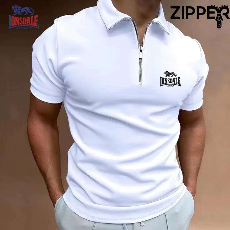 New Summer Men's Exquisite Embroidered Short Sleeve Zipper Collar Shirt, Luxurious, Fashionable, Casual, Multi Functional Top