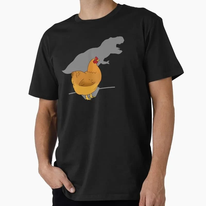 T-rex Chicken Dinosaur Shadown Fluffy Hen Gift T-shirt Birds T-Rex Shadow Graphic Clothes All Size Tops Unisex Tee S-6XL