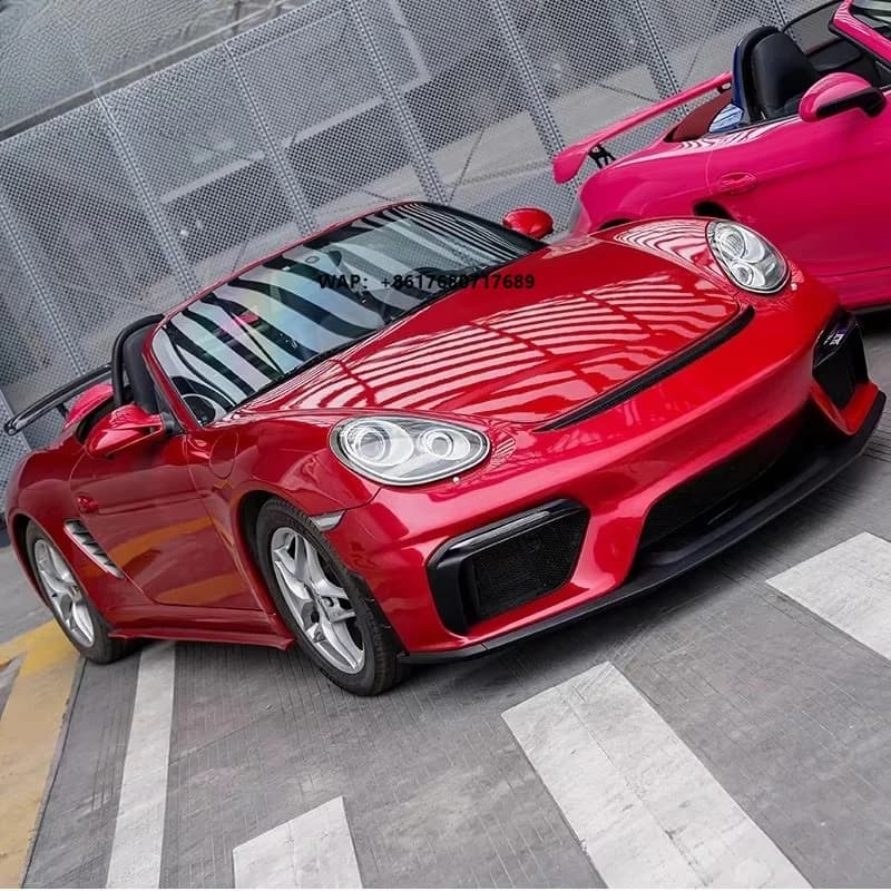 For Boxster Cayman 987 Upgrade GT4 Style Car Front Bumper Assembly with Grille PP Material  Body Conversion Kit