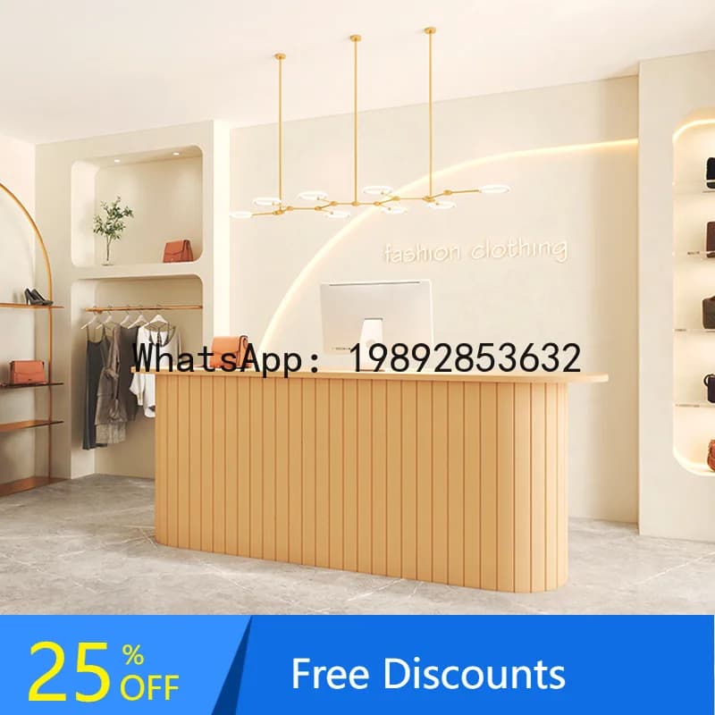 Light Luxury Solid Wood Log Style Clothing Store Cashier Counter Beauty Salon Nail Front Desk