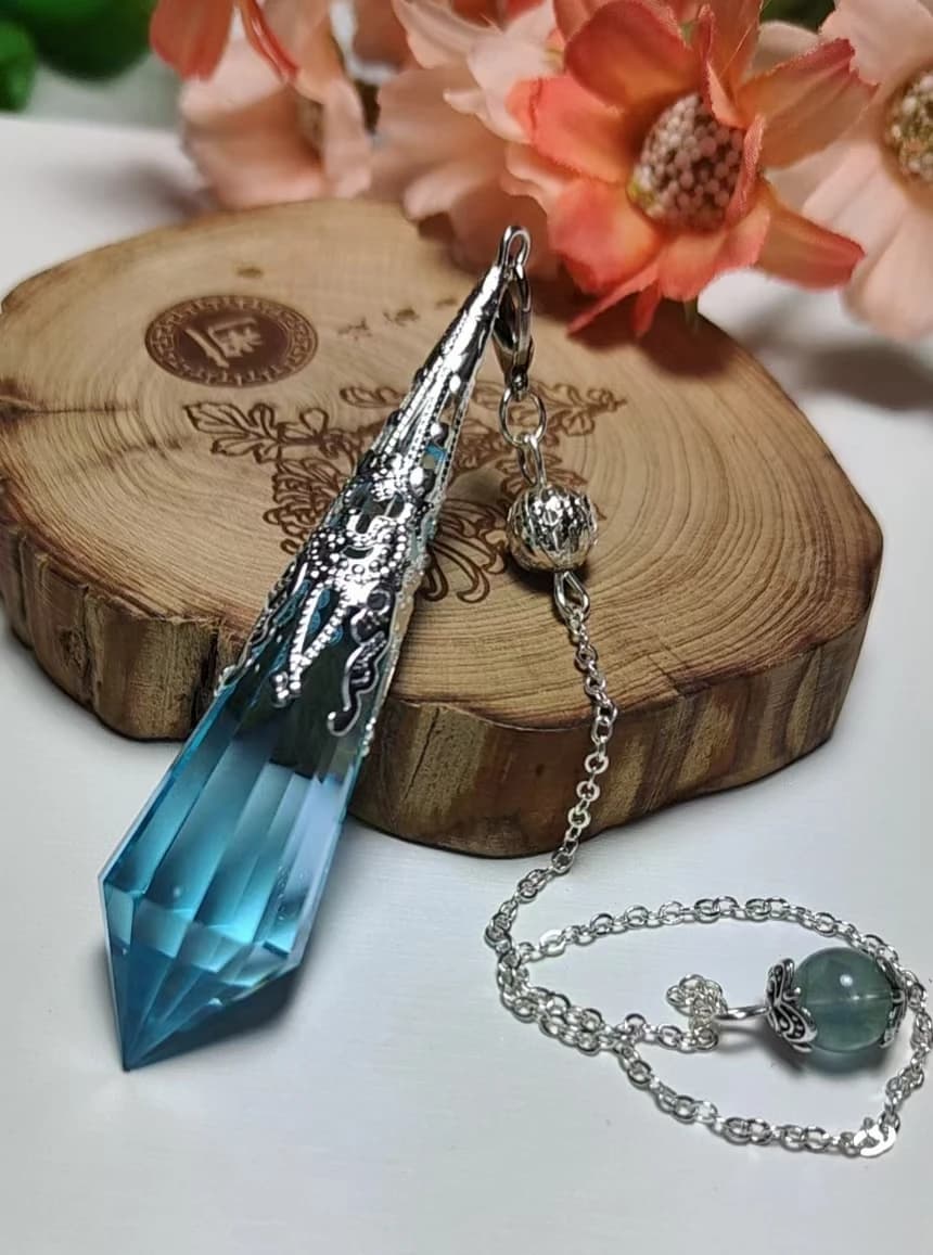 Natural Stone Pendulum Wholesale Dowsing Quartz Blue Coloured Glaze Sacred Geometry Healing Crystals Pendant Jewelry
