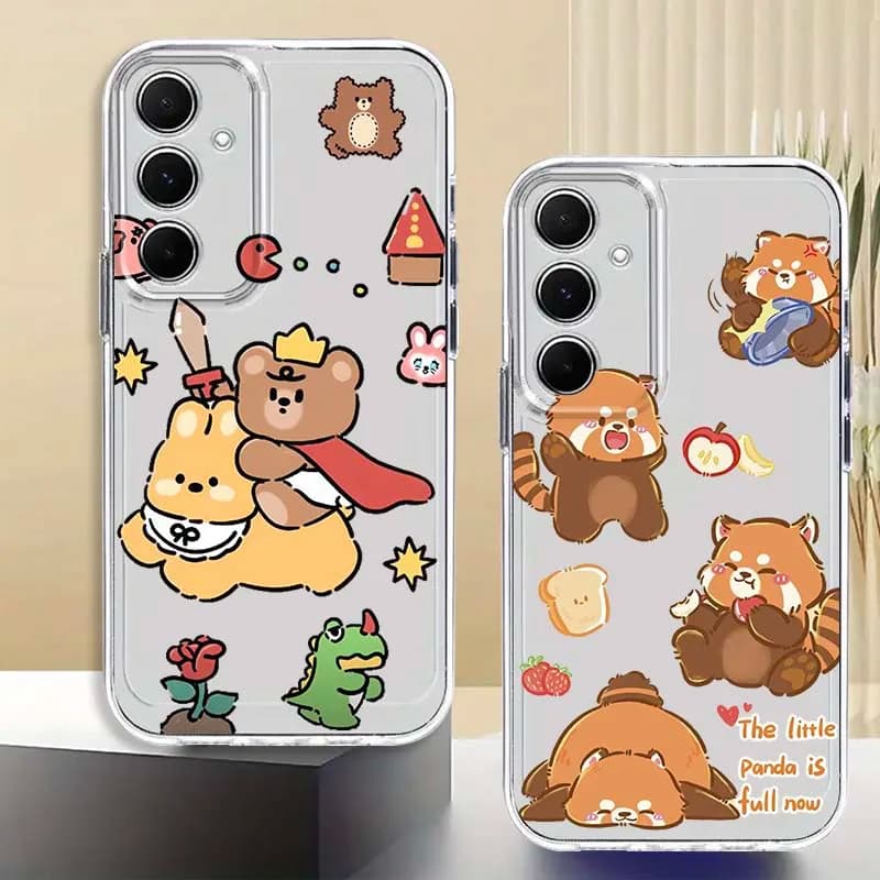 Cat Cute Dog Cartoon For Samsung Galaxy A73 A72 A71 A55 A54 A53 A52 A51 A33 A25 A22 A15 A14 A05 TPU Transparent Phone Case