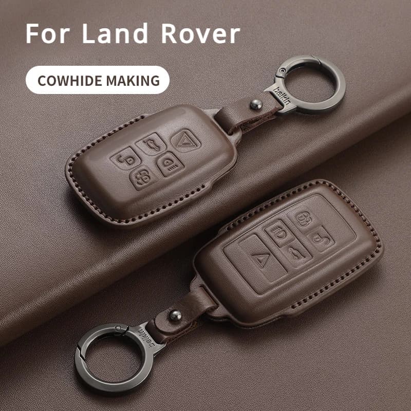 Car Remote Key Case Cover Shell for Land Rover Range Rover Sport Evoque Freelander Velar Discovery 4 Holder Fob Leather Keychain