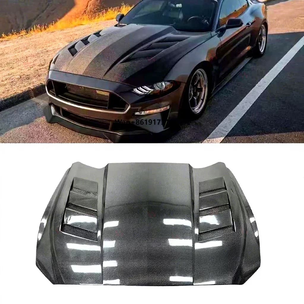 AC Style Front Hood for  Mustang 2015-2017 Carbon Fiber Body Kits Front Engine Hoods Bonnet Cover Car Bodykit