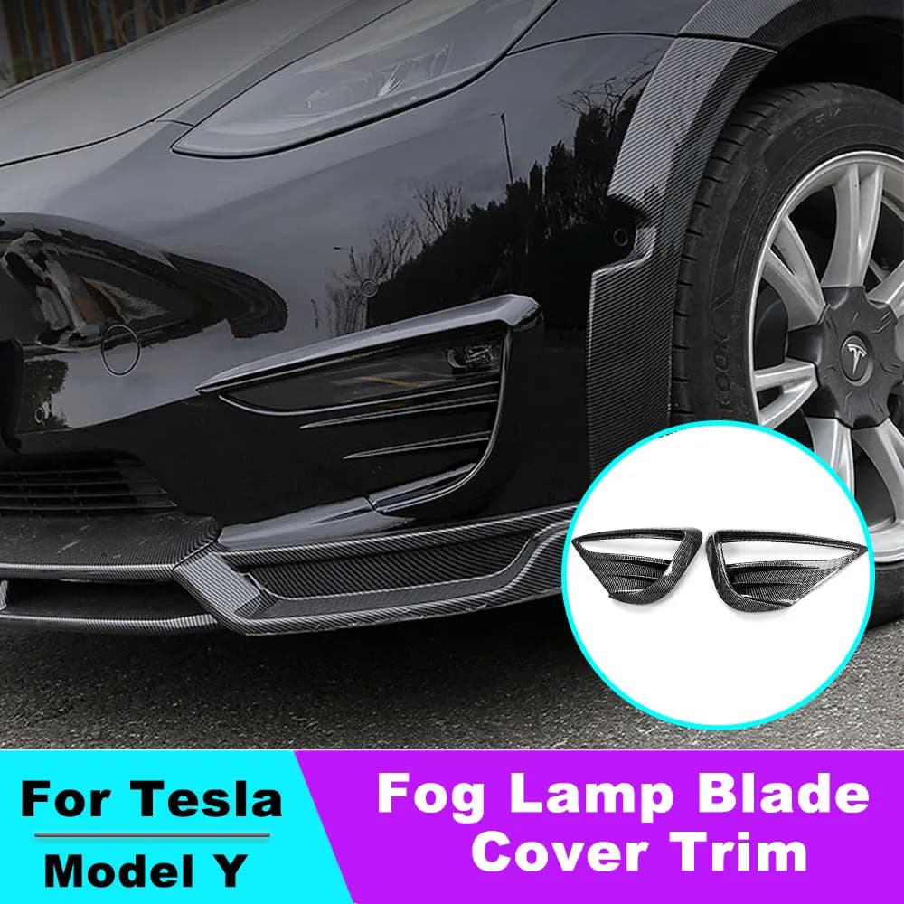Fog Lamp Spoiler Blade Trim Protective Cover For Tesla Model Y Woof Tooth Wind Knife ABS Decoration Sticker Car Accessories