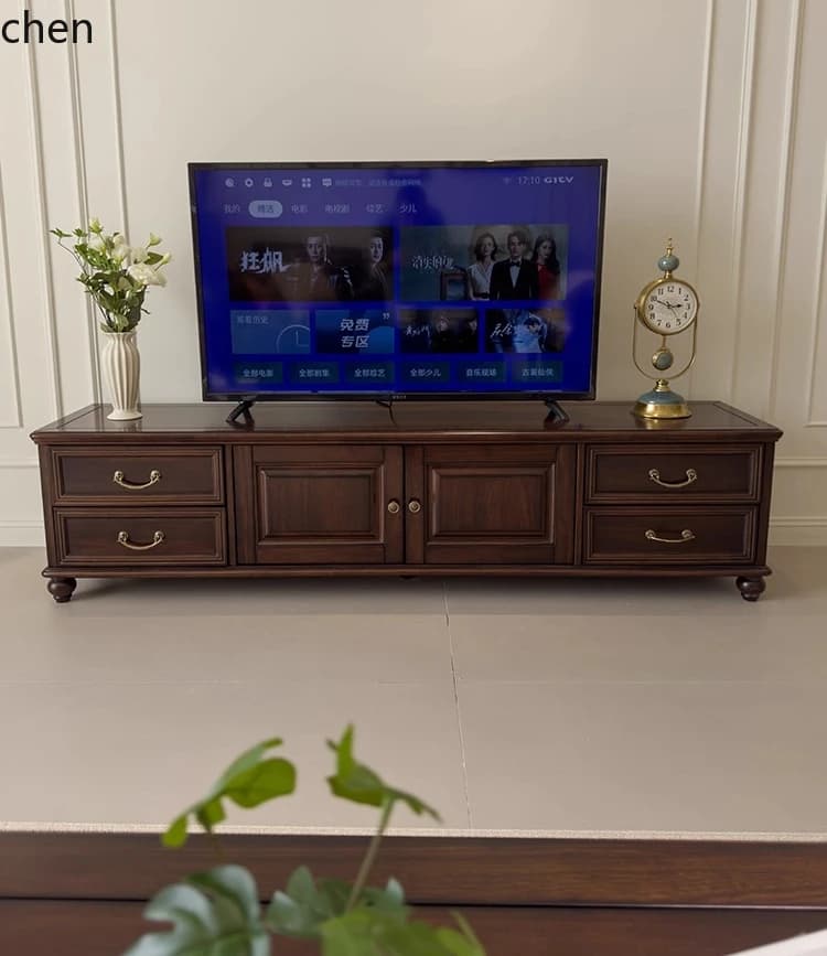 ZML Living Room Solid Wood TV Cabinet with Large Storage Space Eco-friendly Natural Wood